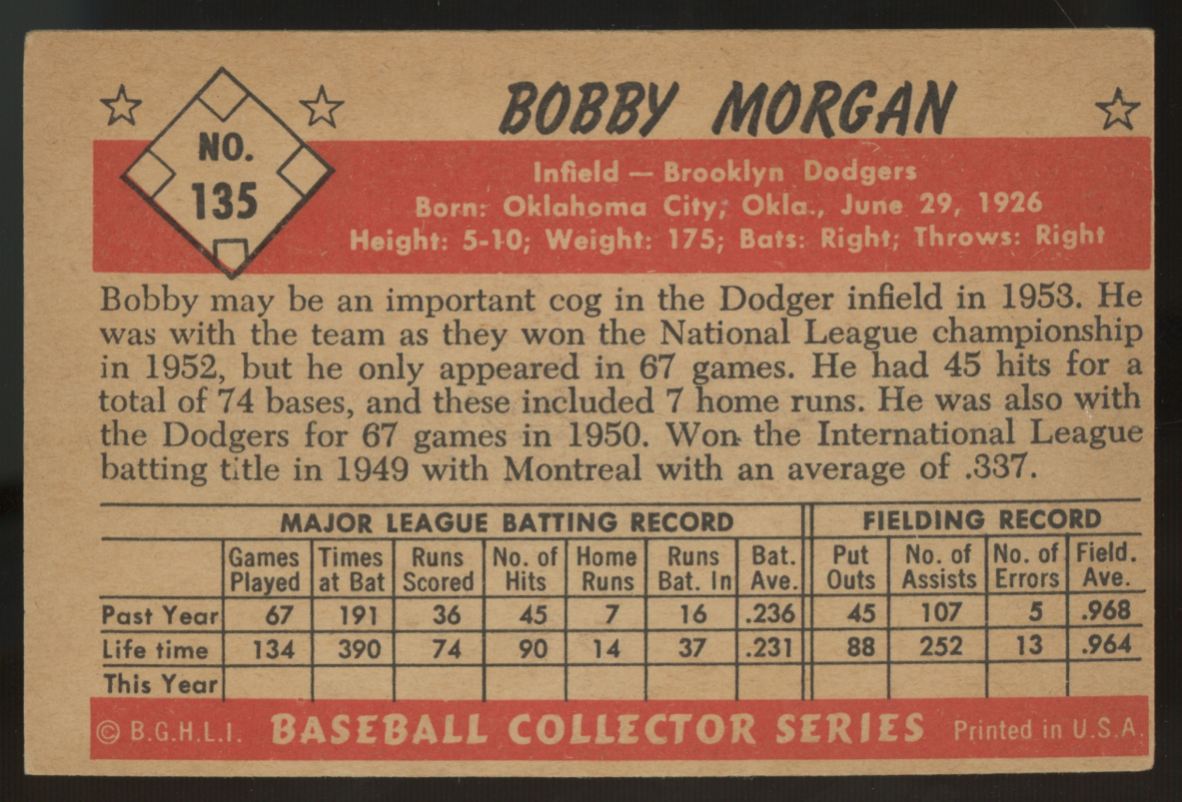 1953 Bowman Bobby Morgan #135 EX