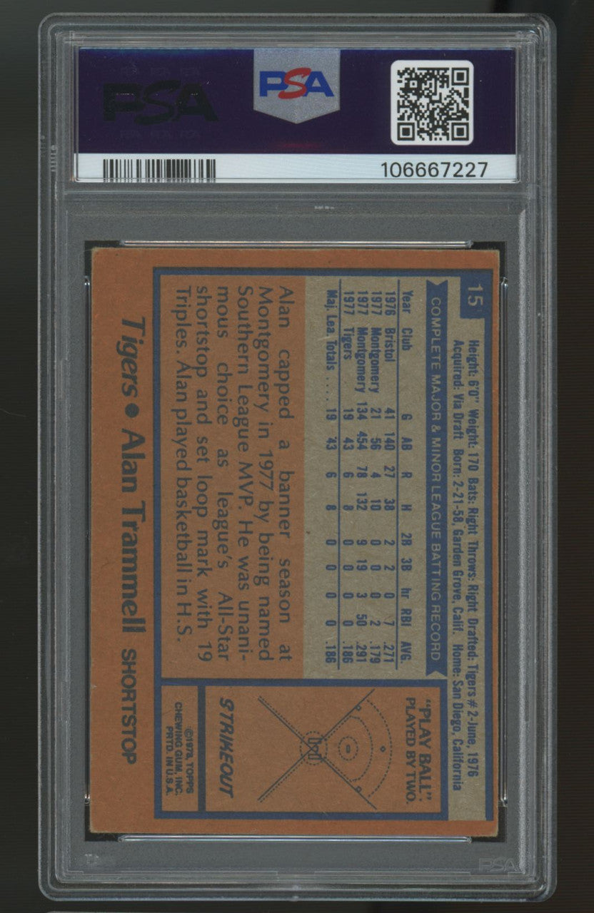 1978 Burger King Alan Trammell RC Signed Auto #15 PSA Authentic