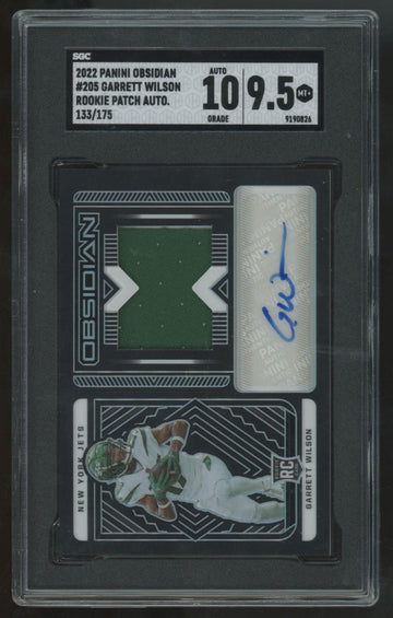 2022 Panini Obsidian Garrett Wilson RC Patch Auto RPA /175 #205 SGC 9.5 10