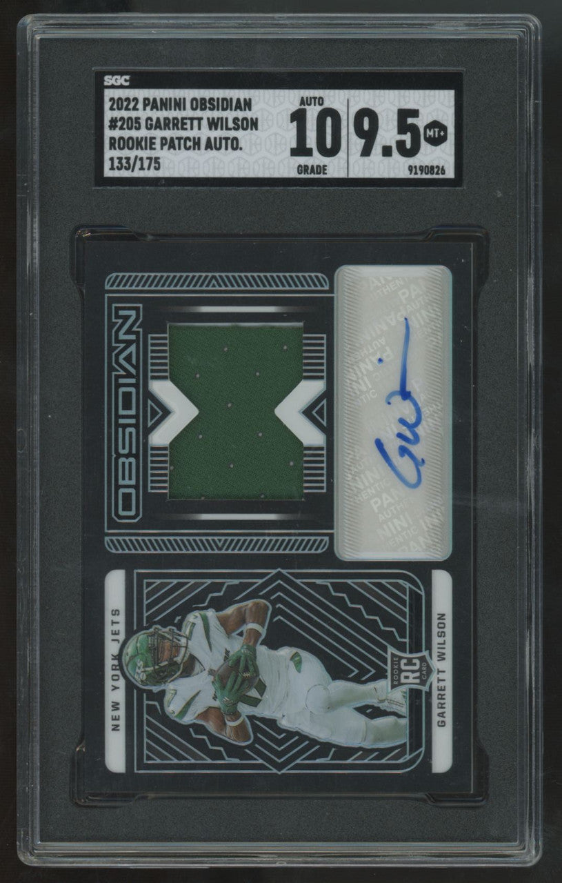 2022 Panini Obsidian Garrett Wilson RC Patch Auto RPA /175 #205 SGC 9.5 10