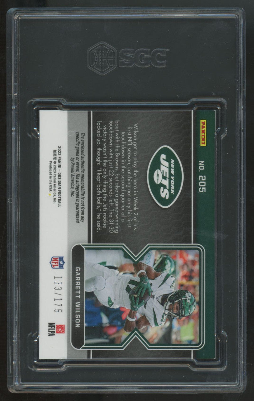 2022 Panini Obsidian Garrett Wilson RC Patch Auto RPA /175 #205 SGC 9.5 10