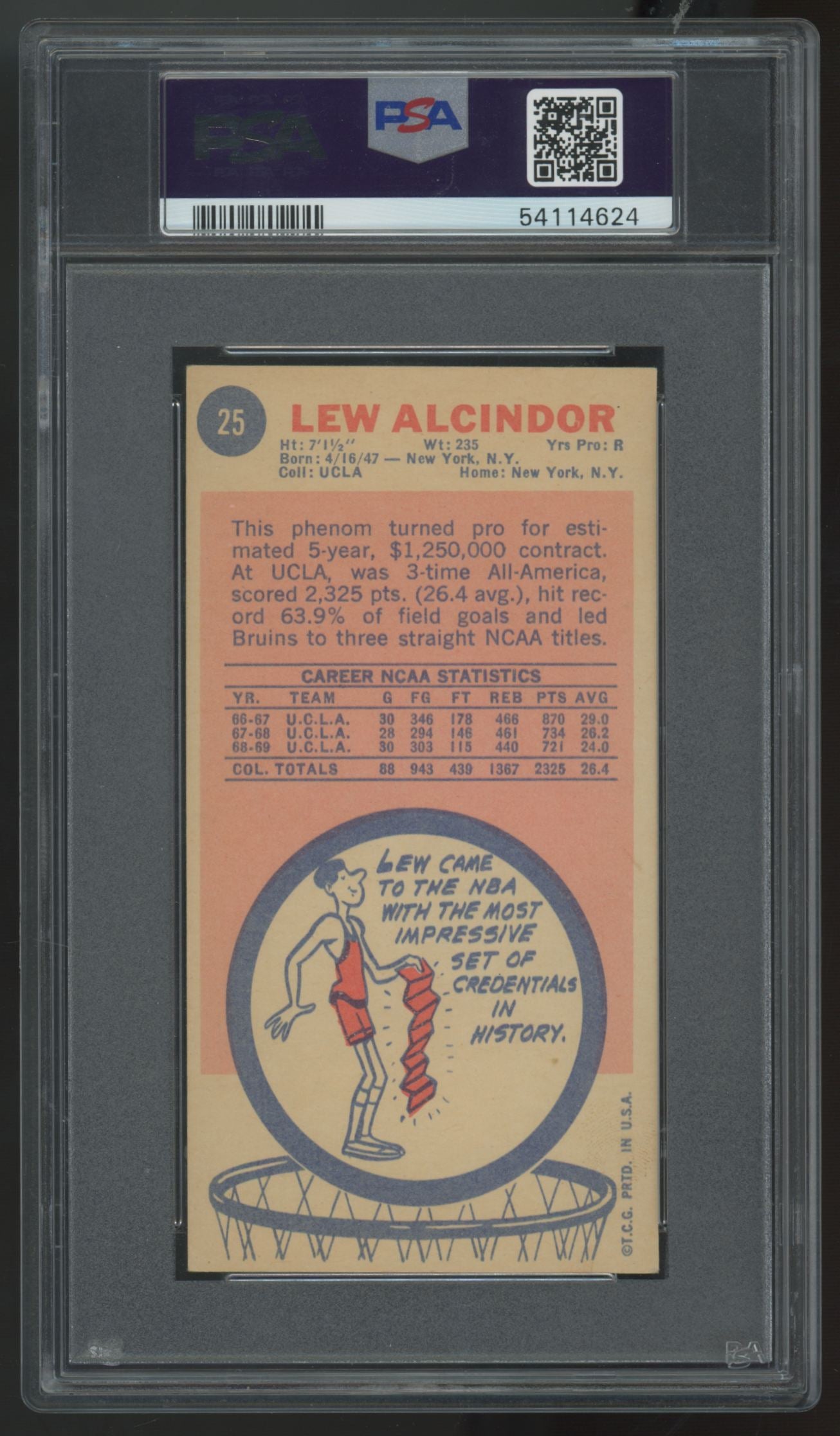 1969-70 Topps Lew Alcindor RC #25 PSA 4.5