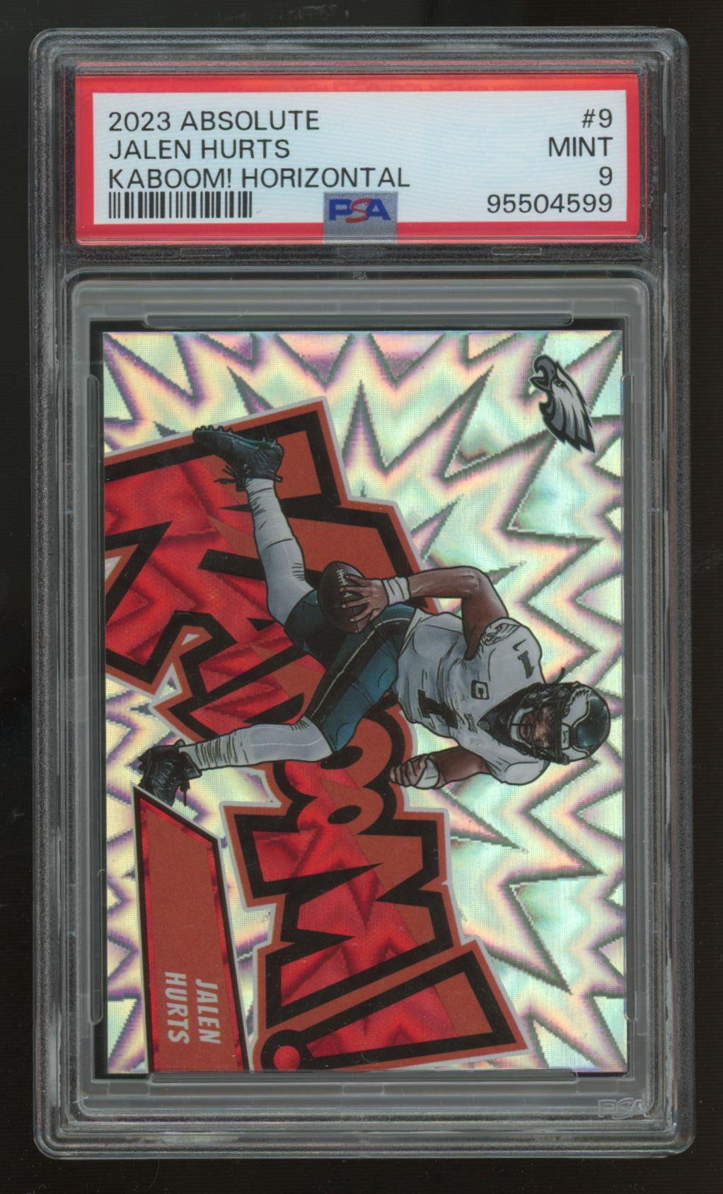 2023 Panini Absolute Jalen Hurts Kaboom! Horizontal SSP #9 PSA 9
