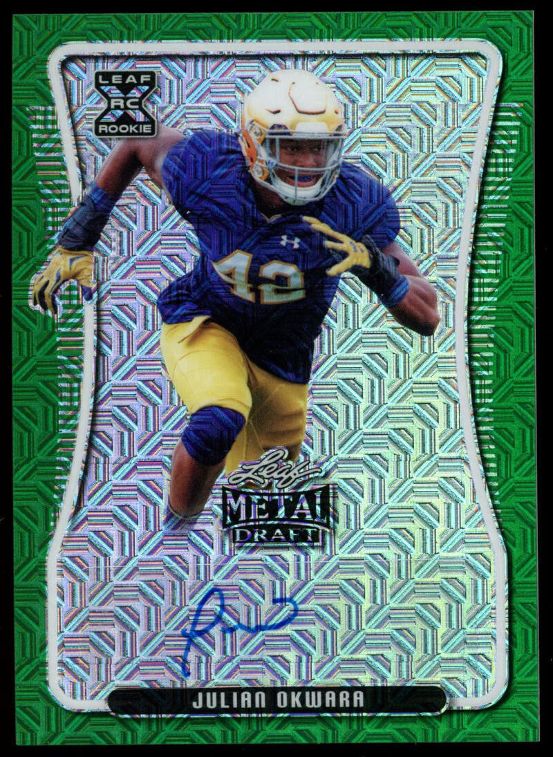 2020 Leaf Metal Julian Okwara Green Mojo Auto RC /4 #BA-JO2