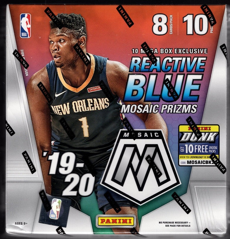 2019/20 Panini Mosaic Prizm Mega Box ~ 8 Packs/Box - 10 Cards/Pack -10 Reactive Blue Per Box!