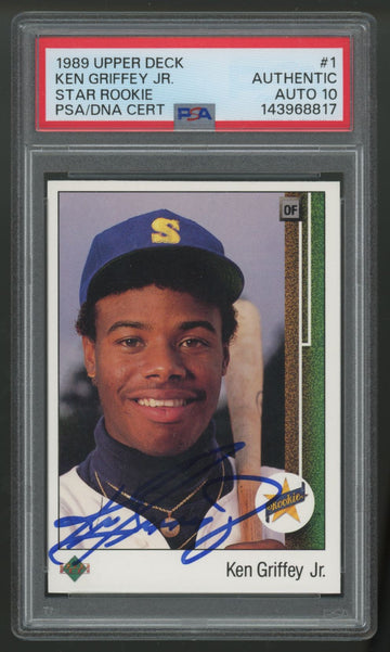 1989 Upper Deck Ken Griffey Jr. RC Star Rookie Signed IP Auto #1 PSA Auto 10