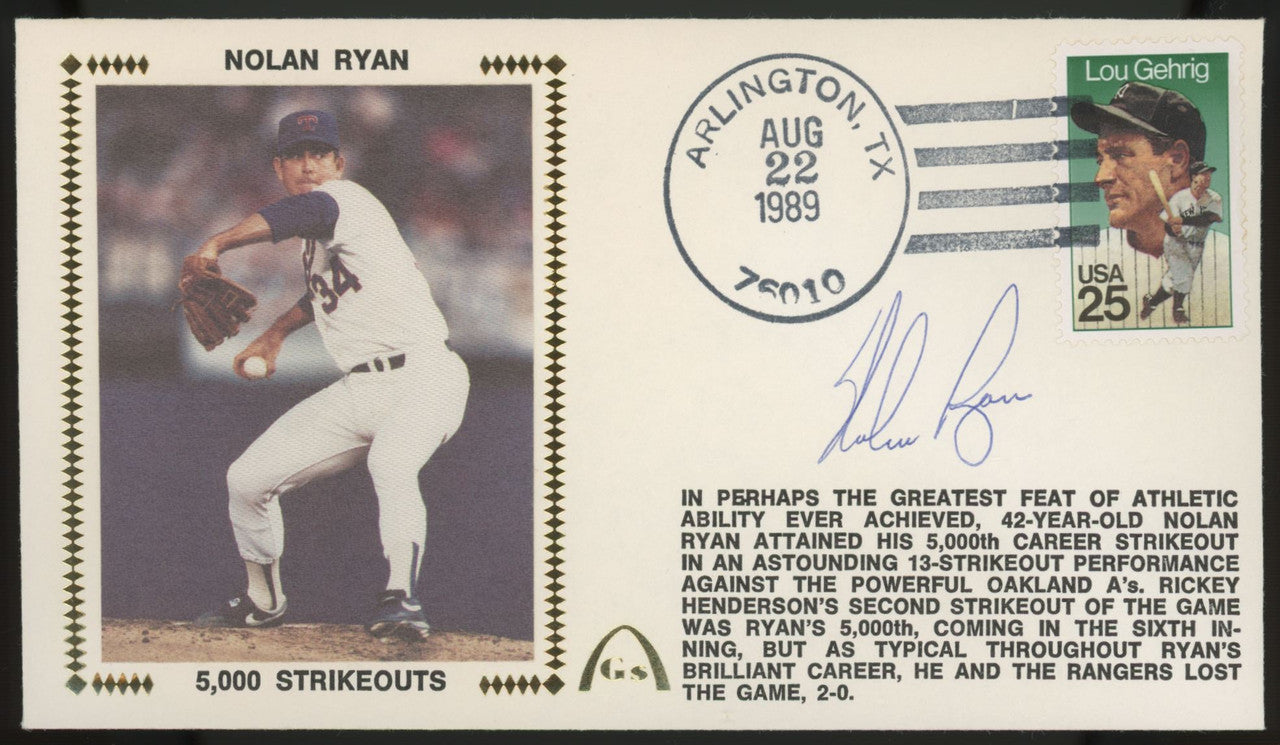 Nolan Ryan Signed Autographed Cachet 5000 Strikeouts JSA