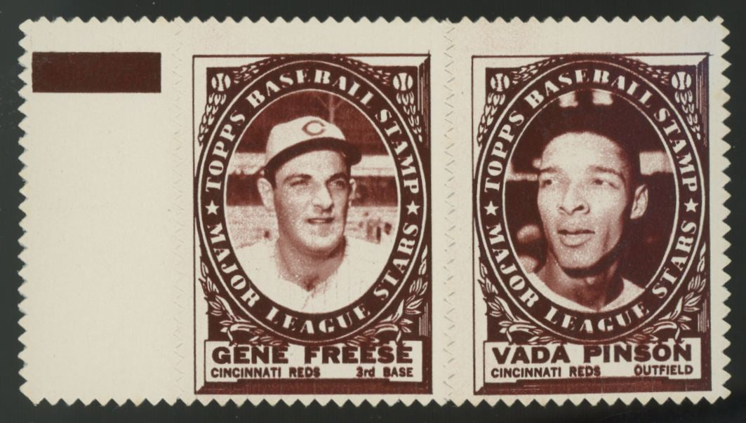 1961 Topps Gene Freese / Vada Pinson Stamp Panel NM