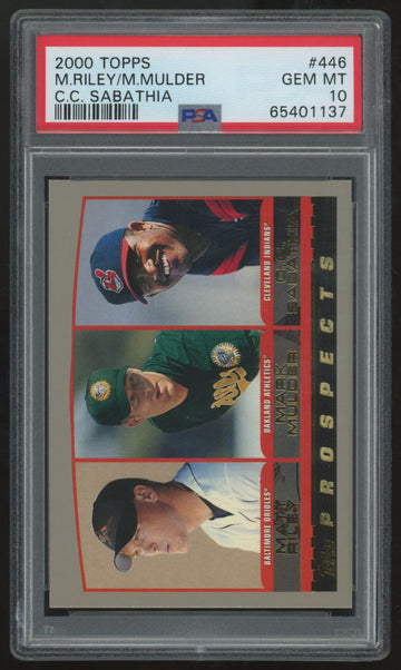 2000 Topps Matt Riley/Mark Mulder/C.C. Sabathia Prospects #446 PSA 10