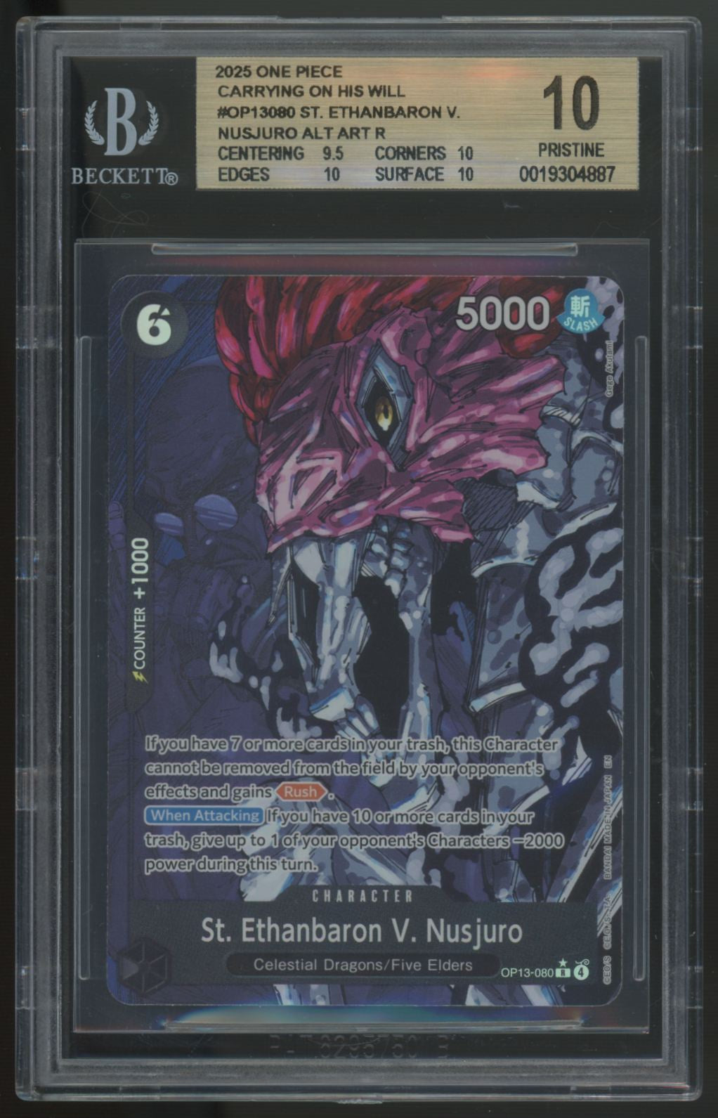2025 One Piece St. Ethanbaron V. Nusjuro OP13 Alt Art #080 BGS 10