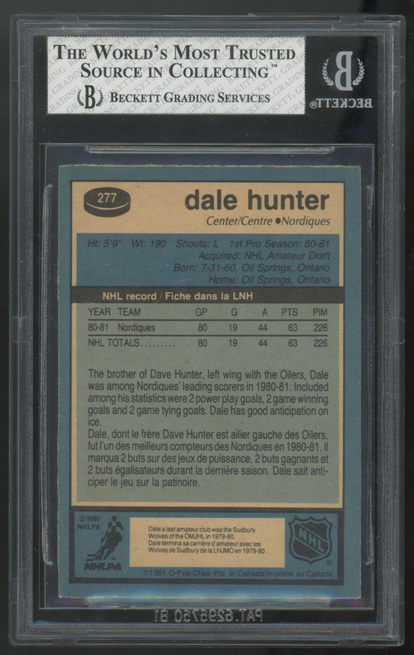 1981-82 O-Pee-Chee Dale Hunter RC #277 BGS 7