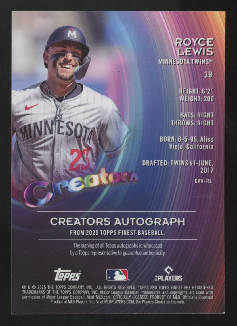 2025 Topps Finest Royce Lewis Gold Creators Refractor Auto /50 #CAV-RL