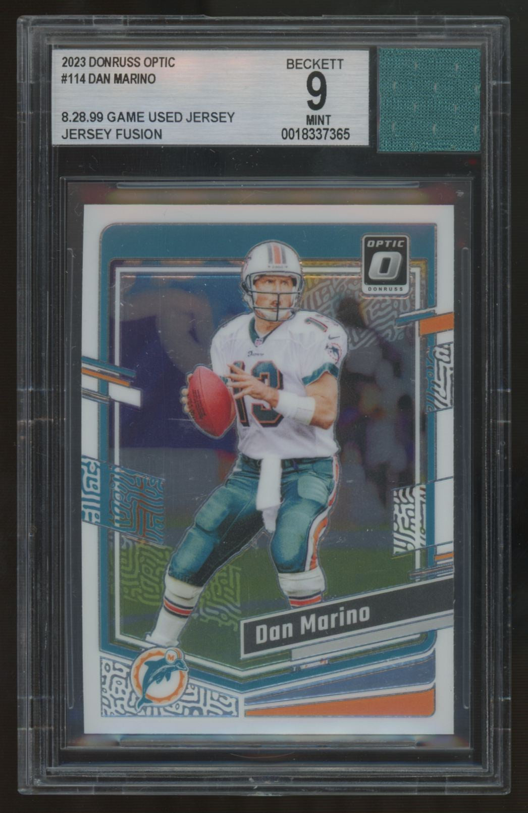 2023 Donruss Optic Dan Marino Game Used Patch #114 BGS 9 Jersey Fusion Authentic