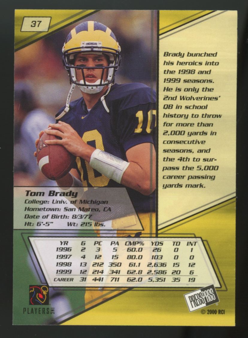 2000 Press Pass Tom Brady RC #37 "A"