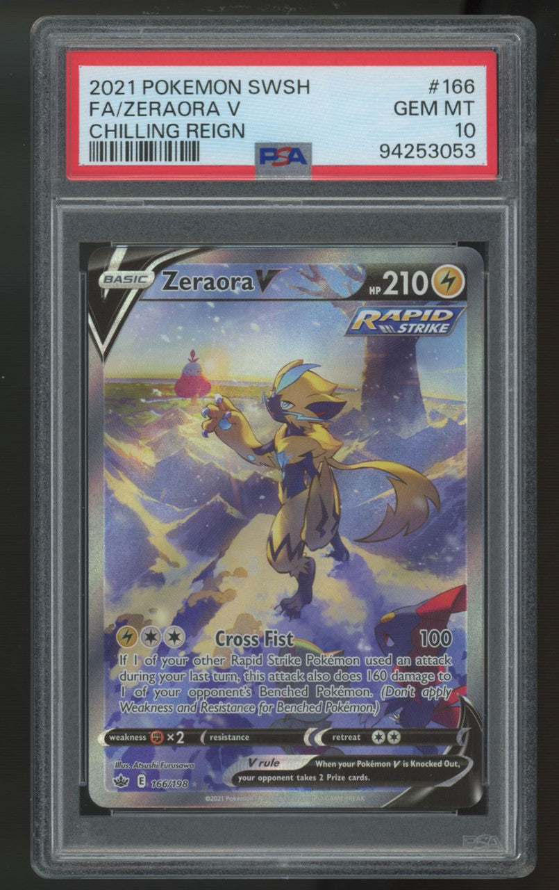 2021 Pokemon Zeraora V Chilling Reign Full Art #166 PSA 10