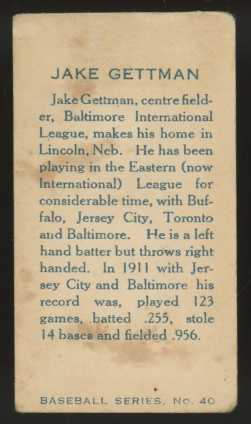 1912 C46 Imperial Jake Gettman #40 Good