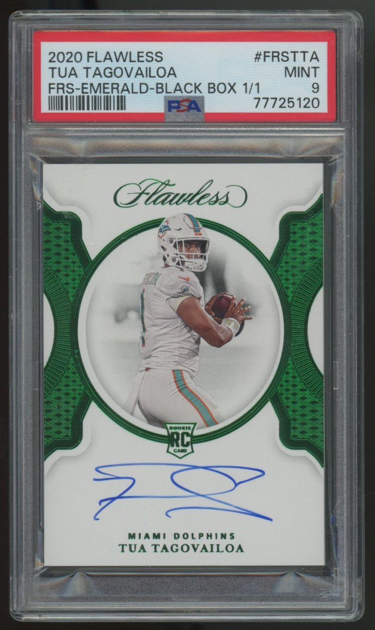 2020 Flawless Tua Tagovailoa RC Auto Emerald Black Box 1/1 #FRS-TTA PSA 9