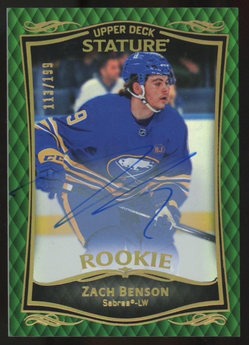 2023-24 Upper Deck Stature Zach Benson RC Green Auto /199 #31