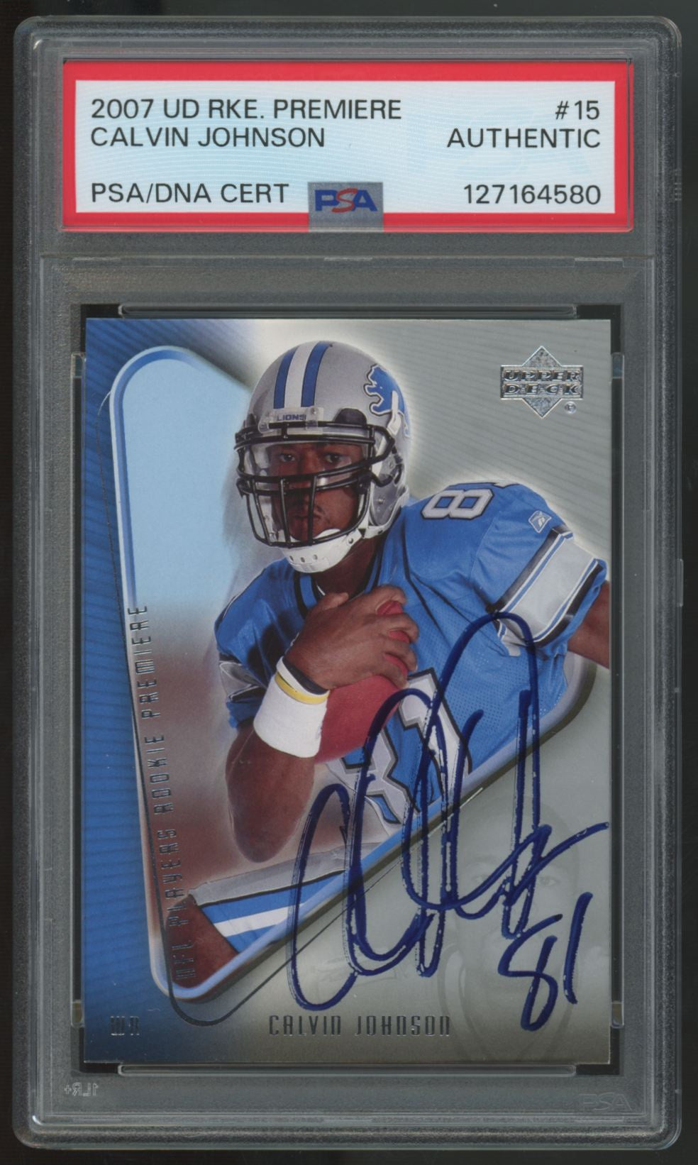 2007 Upper Deck Rookie Premiere Calvin Johnson RC Auto #15 PSA Authentic