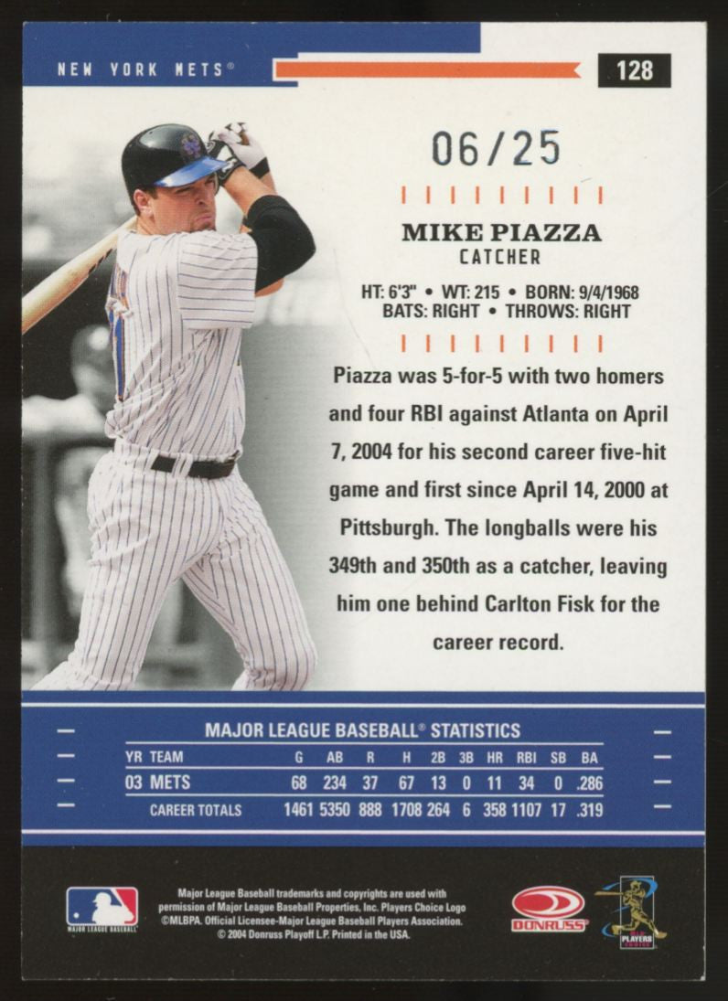 2004 Donruss Baseball Mike Piazza Throwback Threads /25 #128