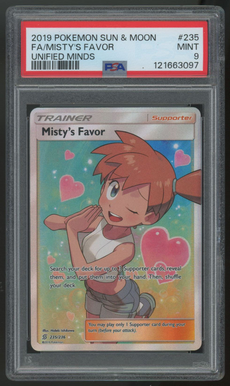 2019 Pokemon Misty's Favor Unified Minds Full Art #235 PSA 9