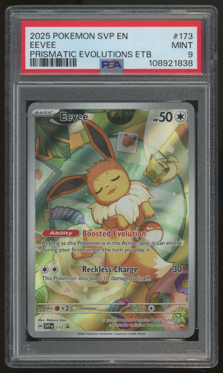 2025 Pokemon Eevee Prismatic Evolutions ETB Promo #173 PSA 9