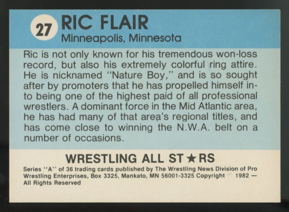 1982 Wrestling Ric Flair RC All Stars Series A G/VG (Crease)