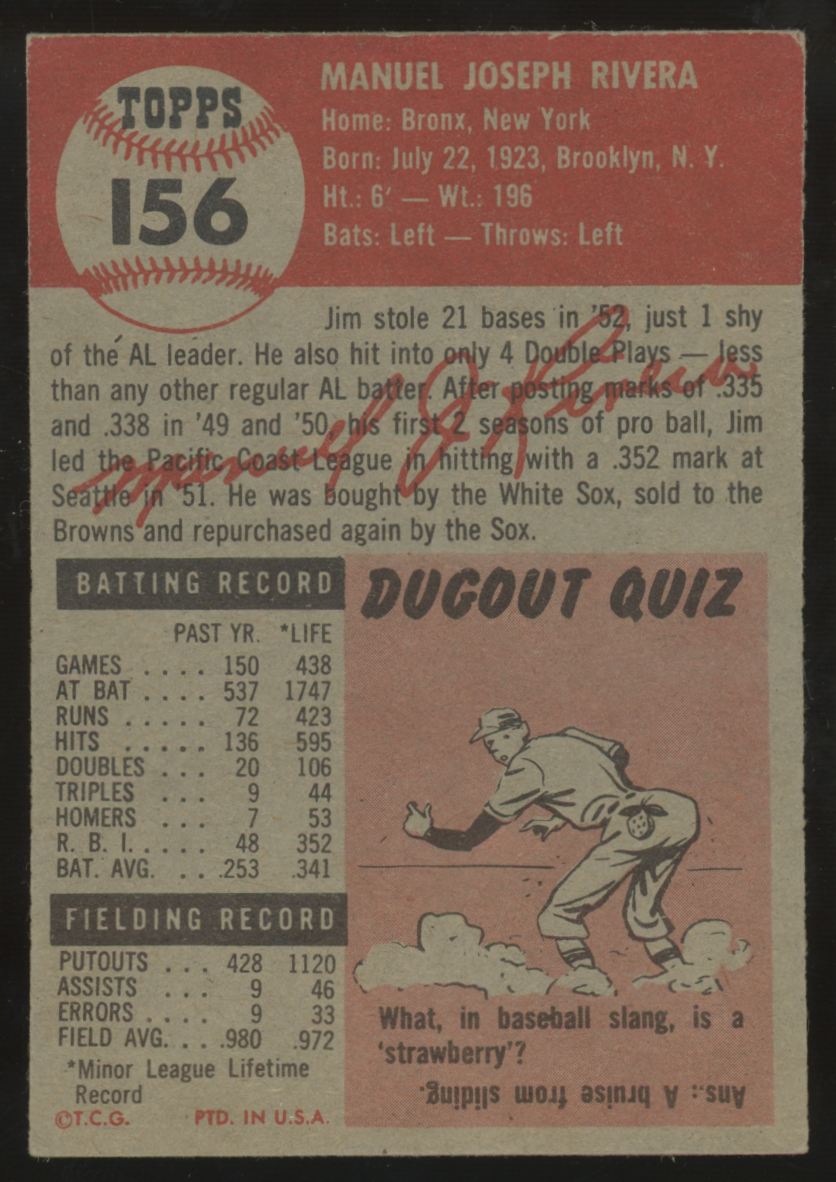 1953 Topps Jim Rivera #156 VG
