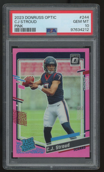 2023 Donruss Optic C.J. Stroud RC Rated Rookie Pink #244 PSA 10