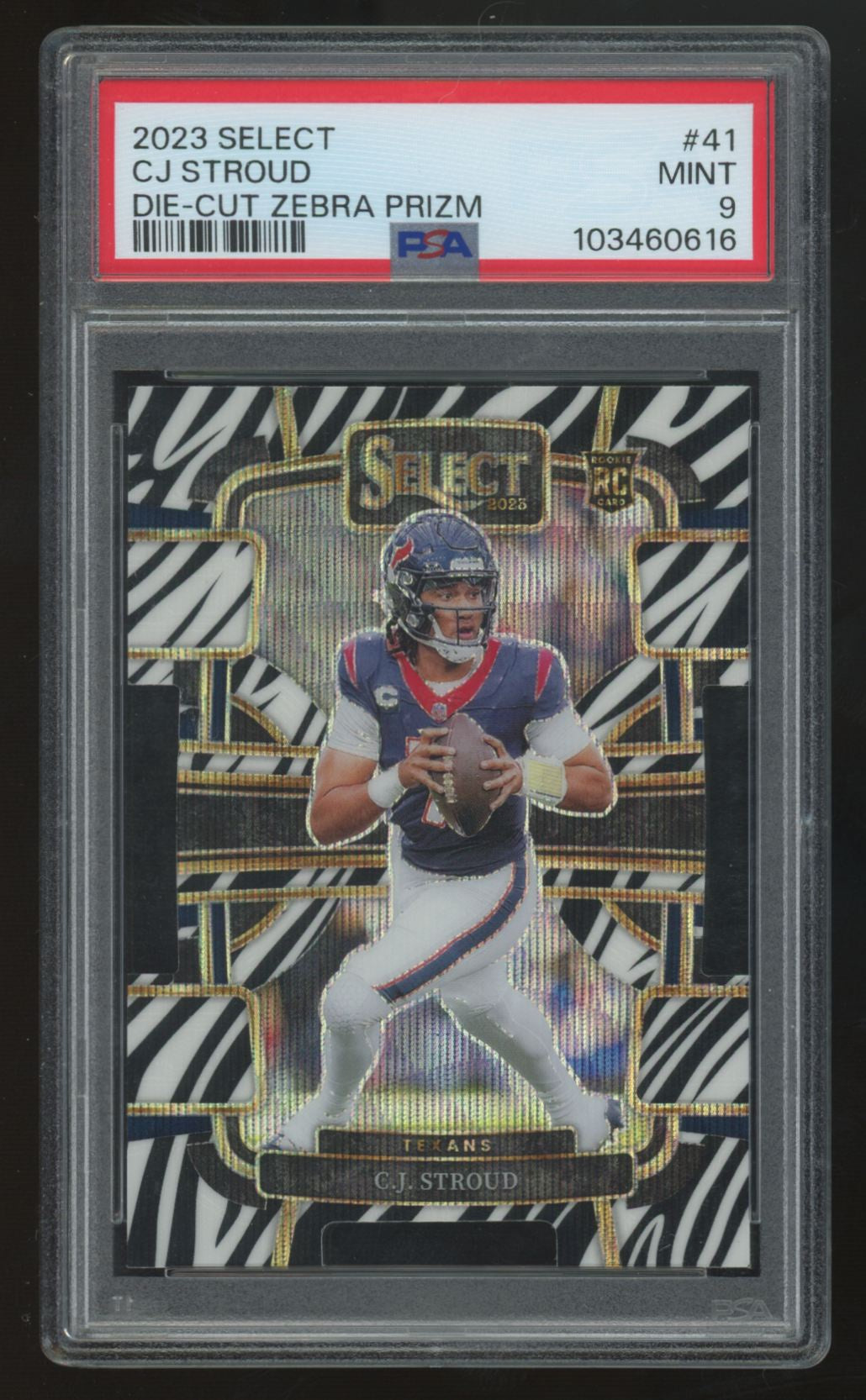 2023 Select CJ Stroud RC Concourse Die-Cut Zebra Prizm SSP #41 PSA 9