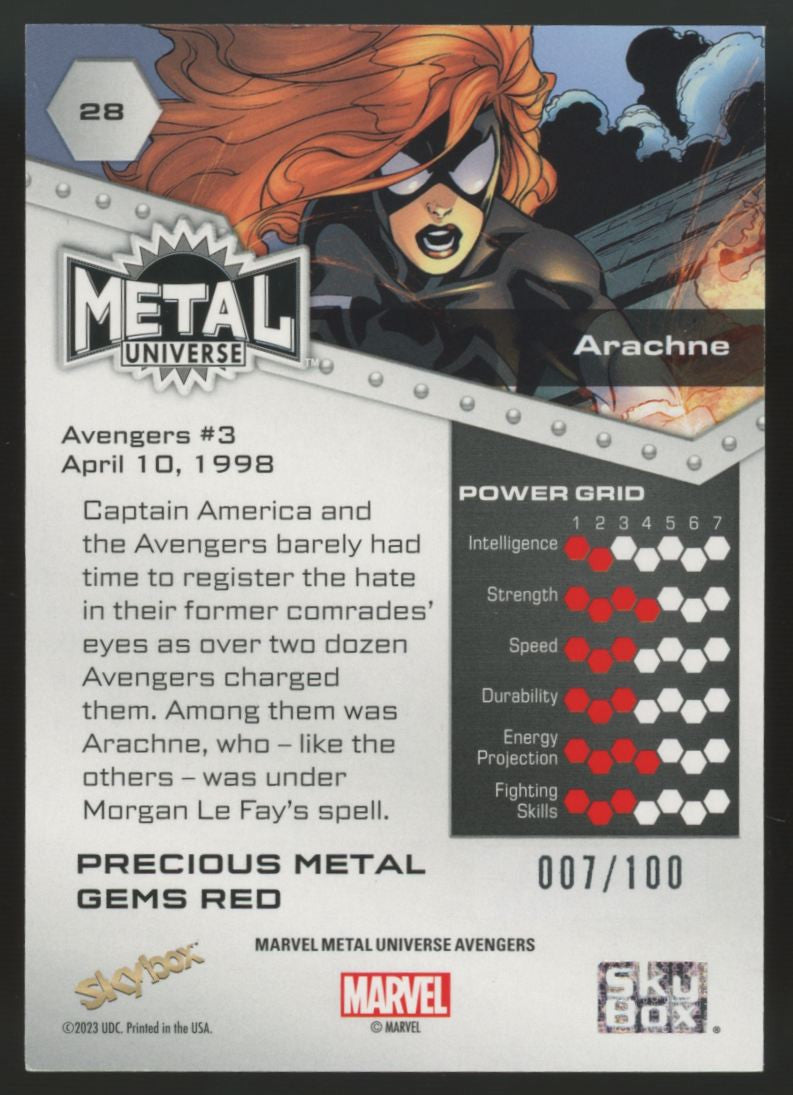 2023 Skybox Metal Universe Avengers Arachne Red Precious Metal Gems PMG /100 #28
