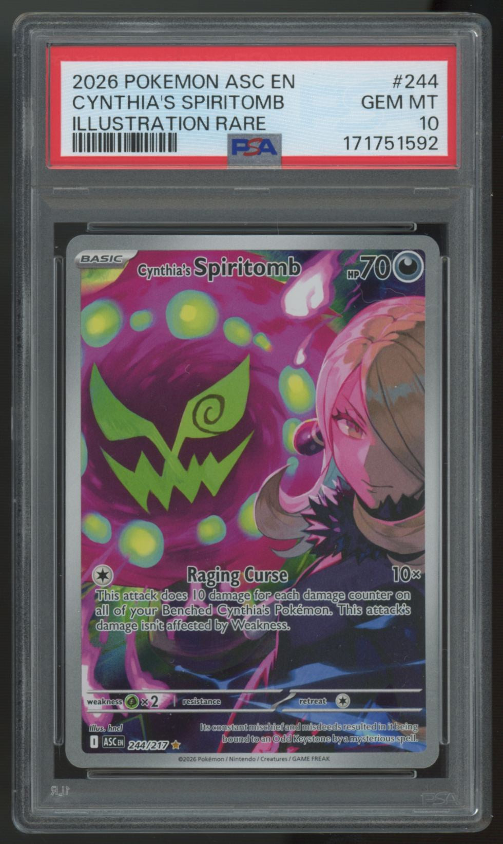 2026 Pokemon Cynthia's Spiritomb Ascended Heroes Illustration Rare #244 PSA 10
