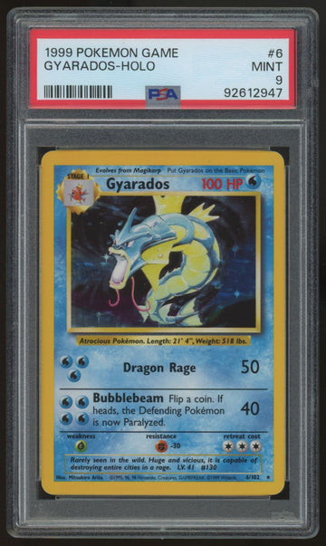 1999 Pokemon Gyarados Base Set Unlimited Holo #6 PSA 9
