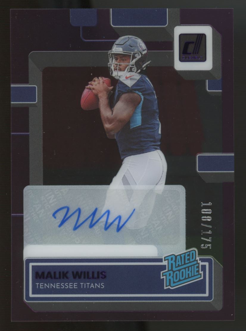 2022 Clearly Donruss Malik Willis Rated Rookie RC Auto Purple /175 #53