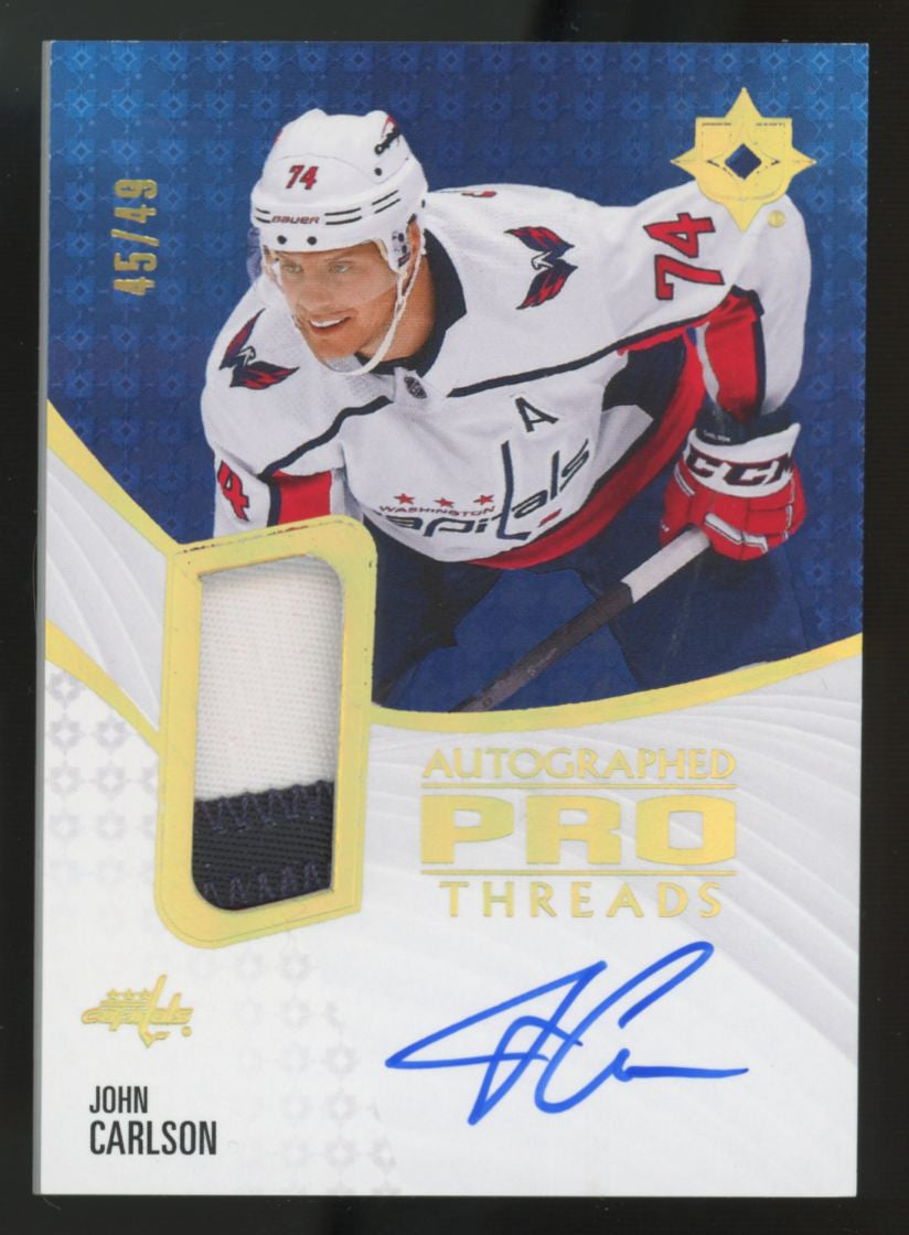 2023-24 UD Ultimate Collection John Carlson Pro Threads Patch Auto /49 #PT-CA