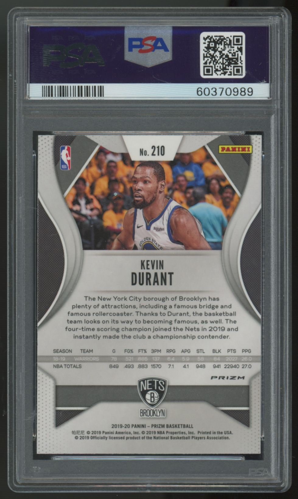 2019-20 Panini Kevin Durant Silver Prizm #210 PSA 10