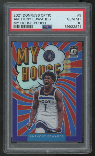 2021-22 Panini Donruss Optic Anthony Edwards My House Purple #9 PSA 10