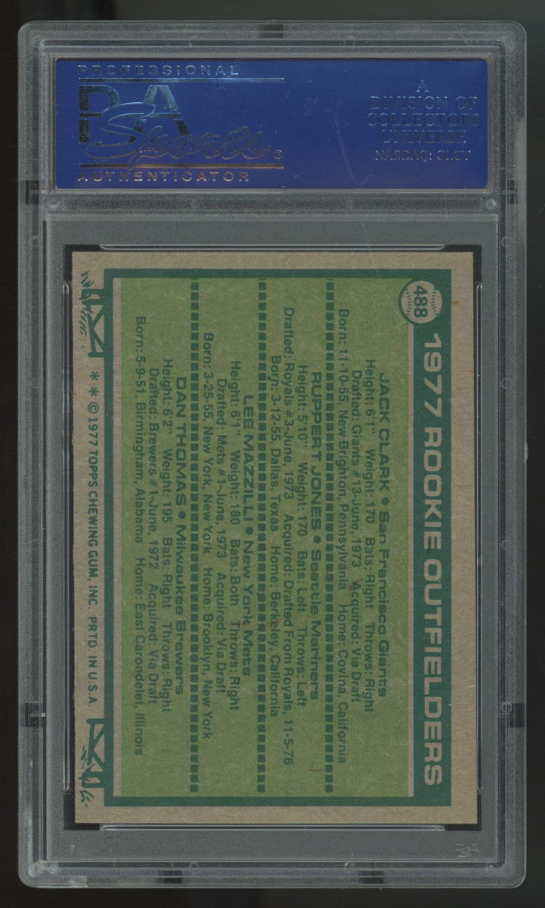 1977 Topps Clark/Jones/Mazzilli/Thomas RC Rookie Outfielders #488 PSA 7