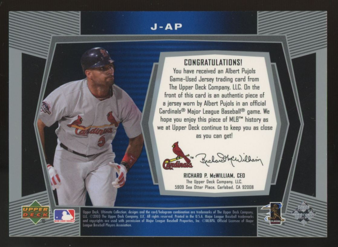 2003 Ultimate Collection Albert Pujols Bronze Jersey Patch /10 #J-AP