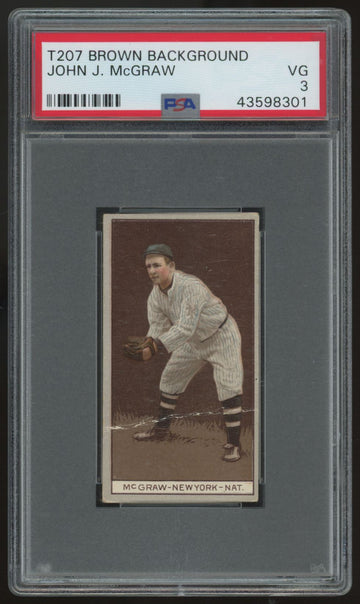 1912 T207 Brown Background John J. McGraw Recruit Back PSA 3