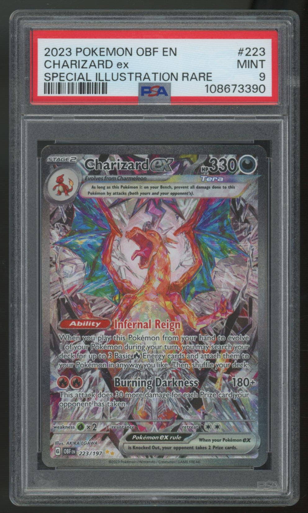 2023 Pokemon Charizard ex Obsidian Flames SIR #223 PSA 9 (E)