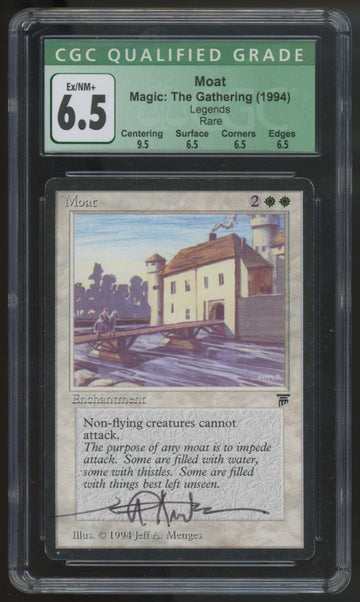 1994 Magic the Gathering Moat Legends Rare Signed by Jeff A Menges CGC Qual 6.5