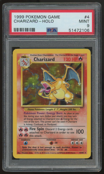 1999 Pokemon Charizard Base Set Unlimited Holo #4 PSA 9