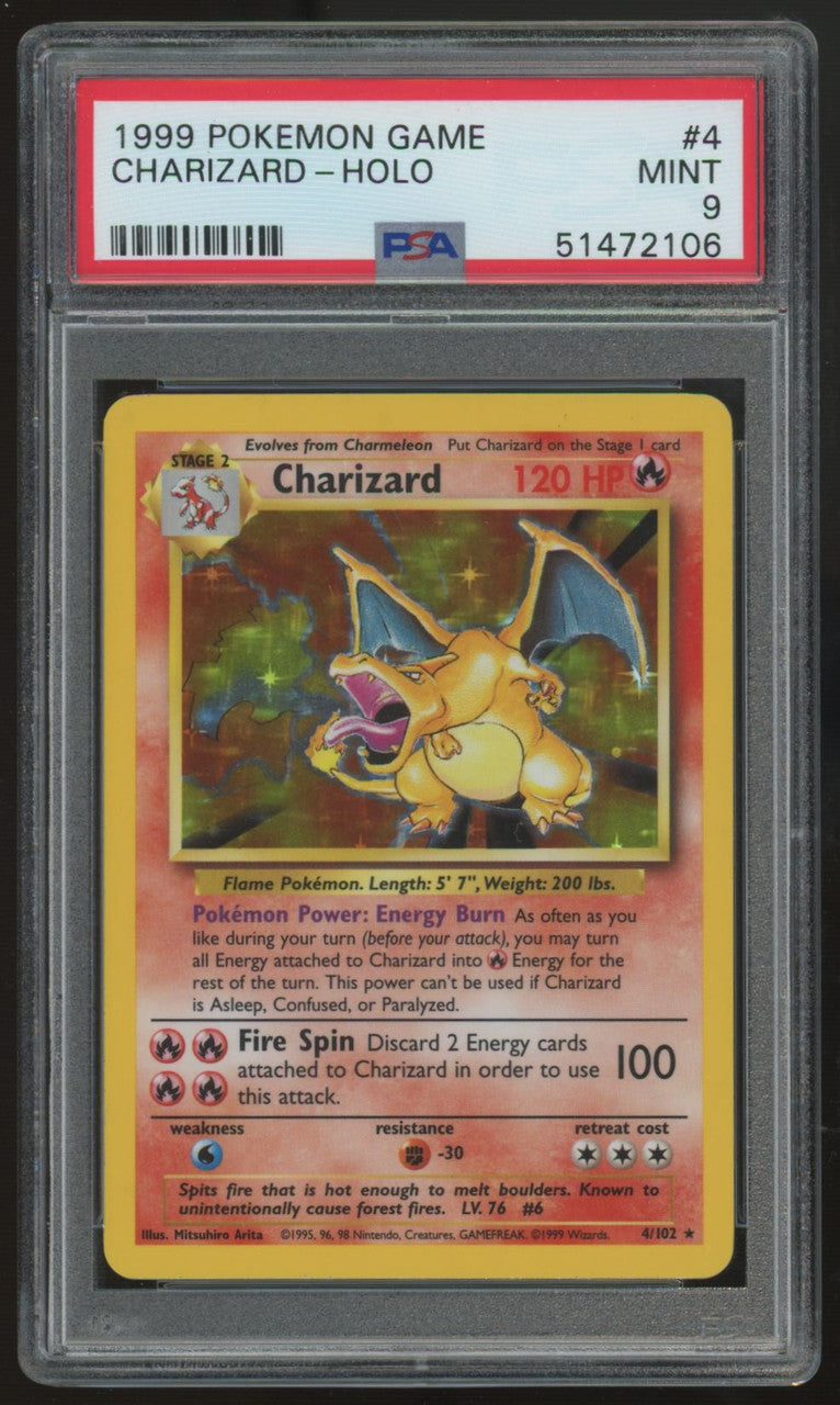 1999 Pokemon Charizard Base Set Unlimited Holo #4 PSA 9