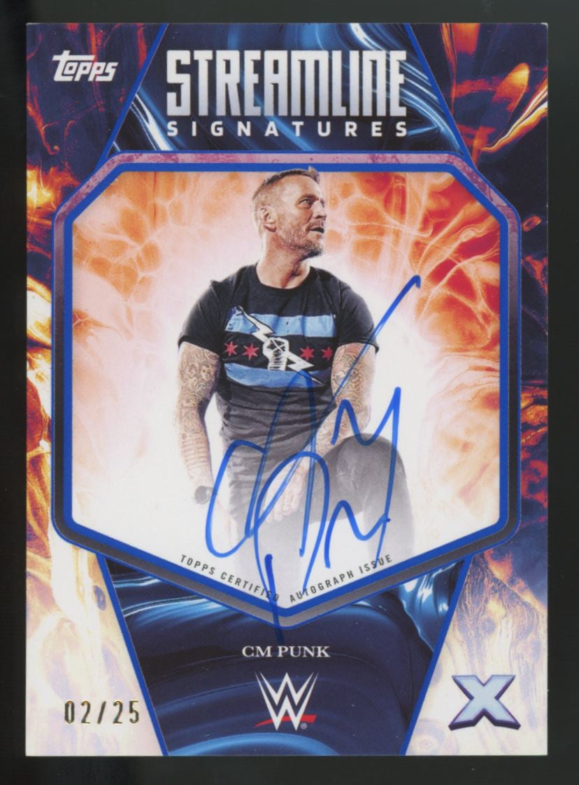 2025 Topps Exalted WWE CM Punk Blue Streamline Signatures Auto /25 #STS-CMP