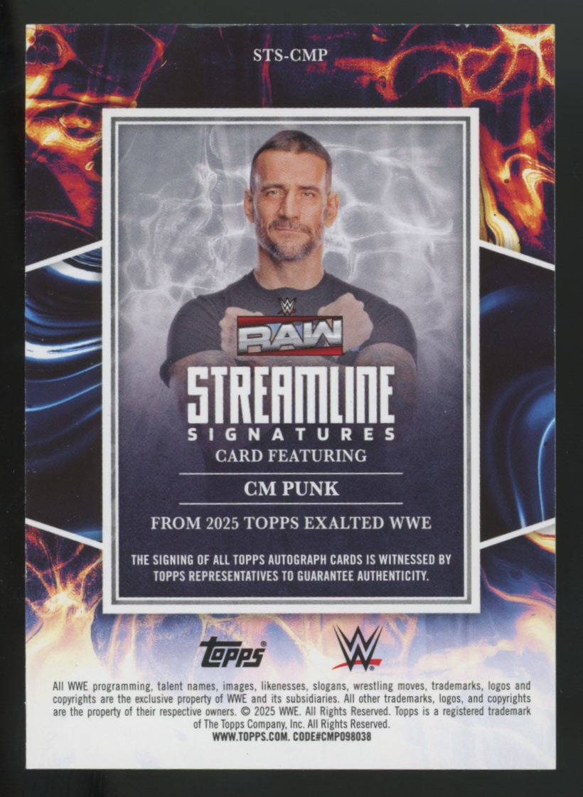 2025 Topps Exalted WWE CM Punk Blue Streamline Signatures Auto /25 #STS-CMP