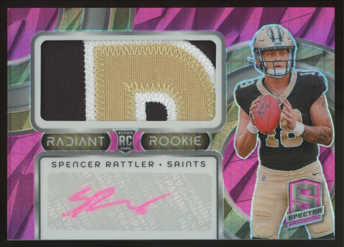 2024 Panini Spectra Spencer Rattler RC Neon Pink Radiant Patch Auto RPA /25