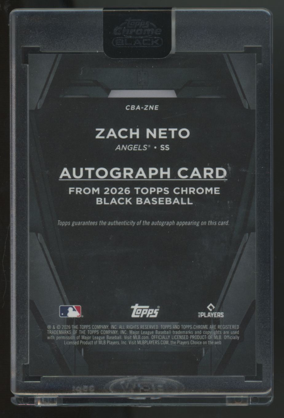 2026 Topps Chrome Black Zach Neto Blue Refractor Auto /150 #CBA-ZNE