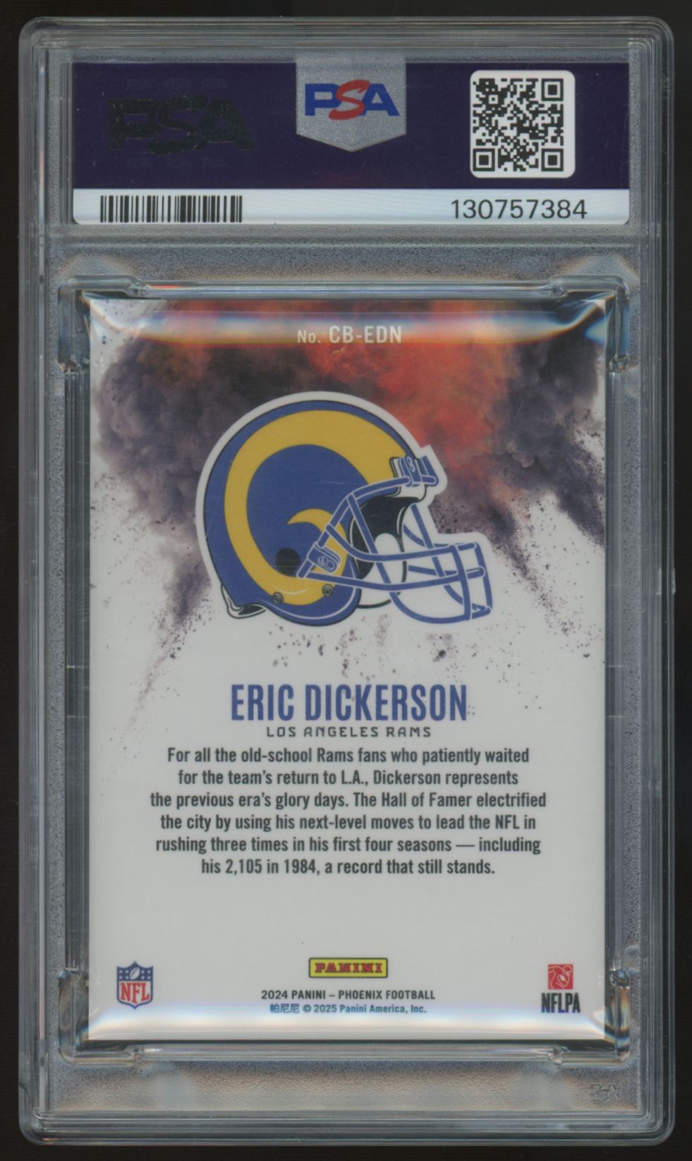 2024 Panini Phoenix Eric Dickerson Color Blast SSP #CB-EDN PSA 10