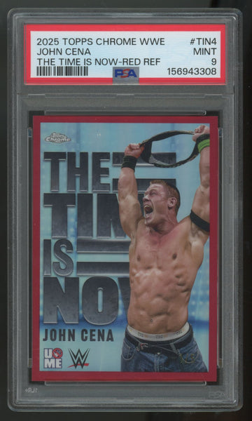 2025 Topps Chrome WWE John Cena The Time Is Now Red Refractor /5 #TIN-4 PSA 9